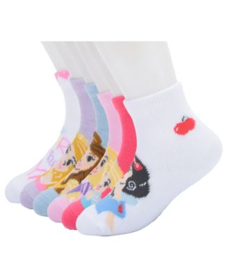 Toddler Girls' 2T-5T Disney Princess Ankle Ribbed-Cuff Socks, 6-Piece Set