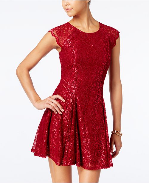 City Studios Juniors' Lace Fit & Flare Dress Dresses Juniors Macy's