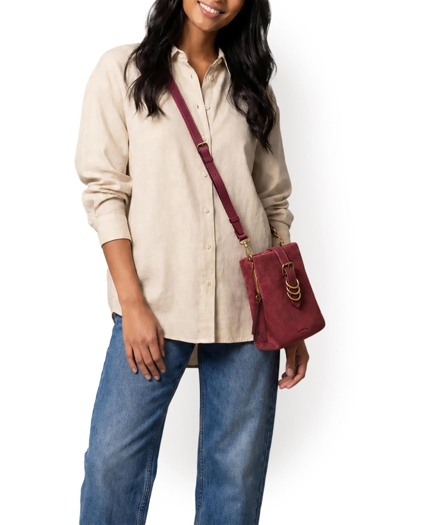 Женская сумка American Leather Co. Kendall Crossbody, цвет: Тёмный вишнёвый замшевый — фото 3