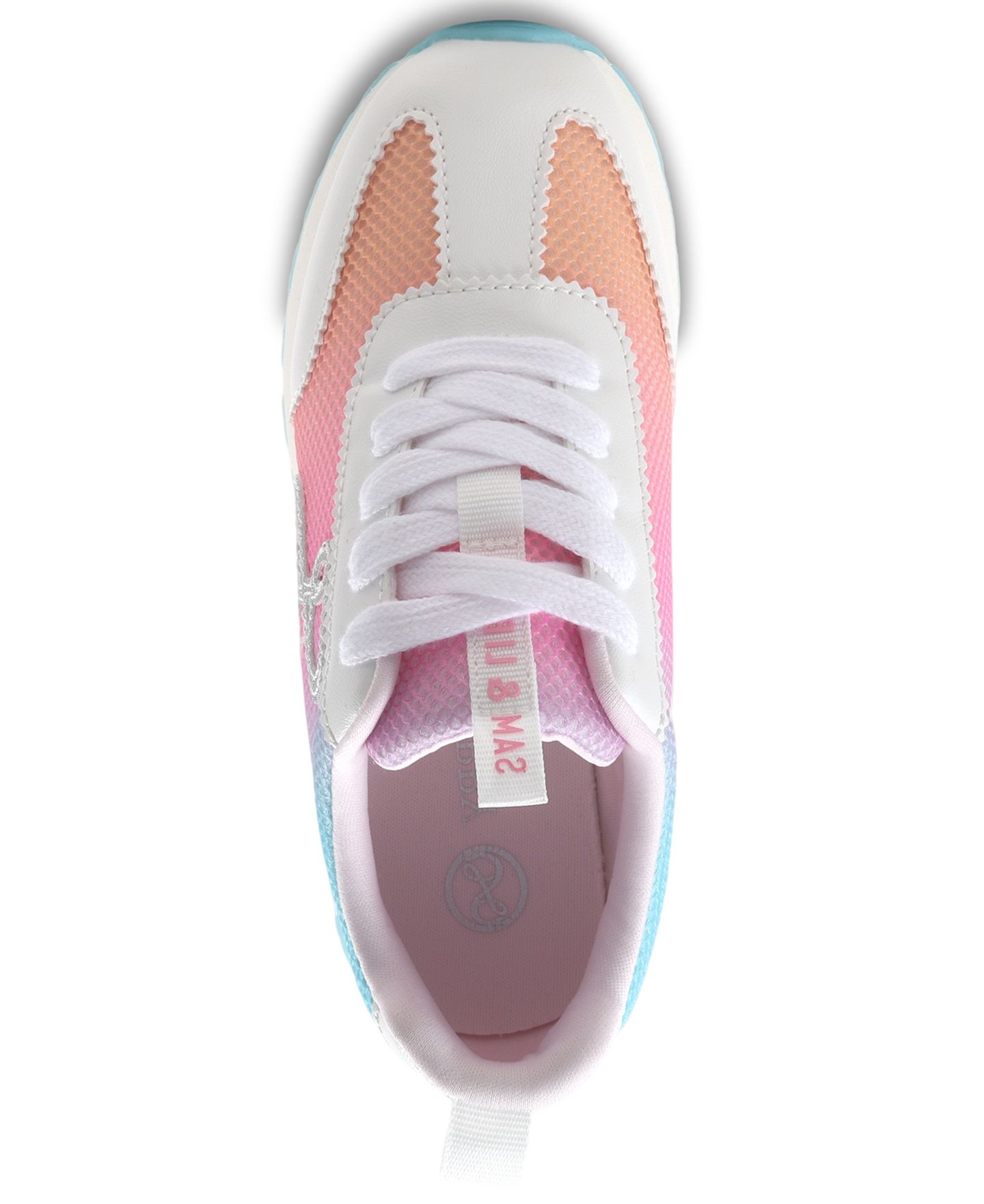 Кроссовки Sam & Libby Rosa Wide Glitter Logo Lace-Up для девочек, цвет: Белый / Синий — фото 4