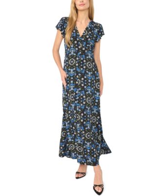 Women's Surplice Empire Waist Floral-Print Dress