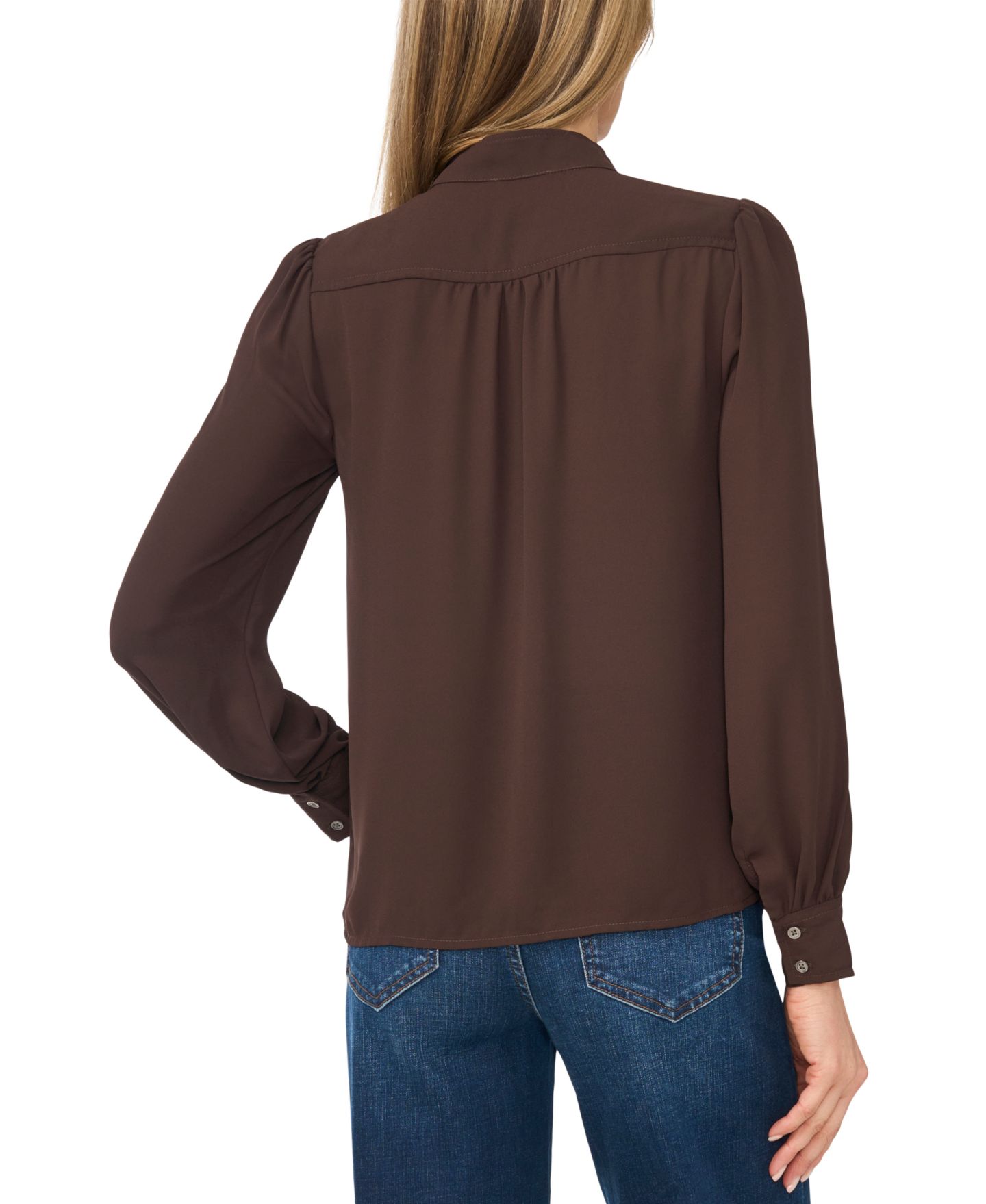 Женский топ CeCe Stand-Collar Long-Sleeve Top, цвет: Кофейный — фото 3