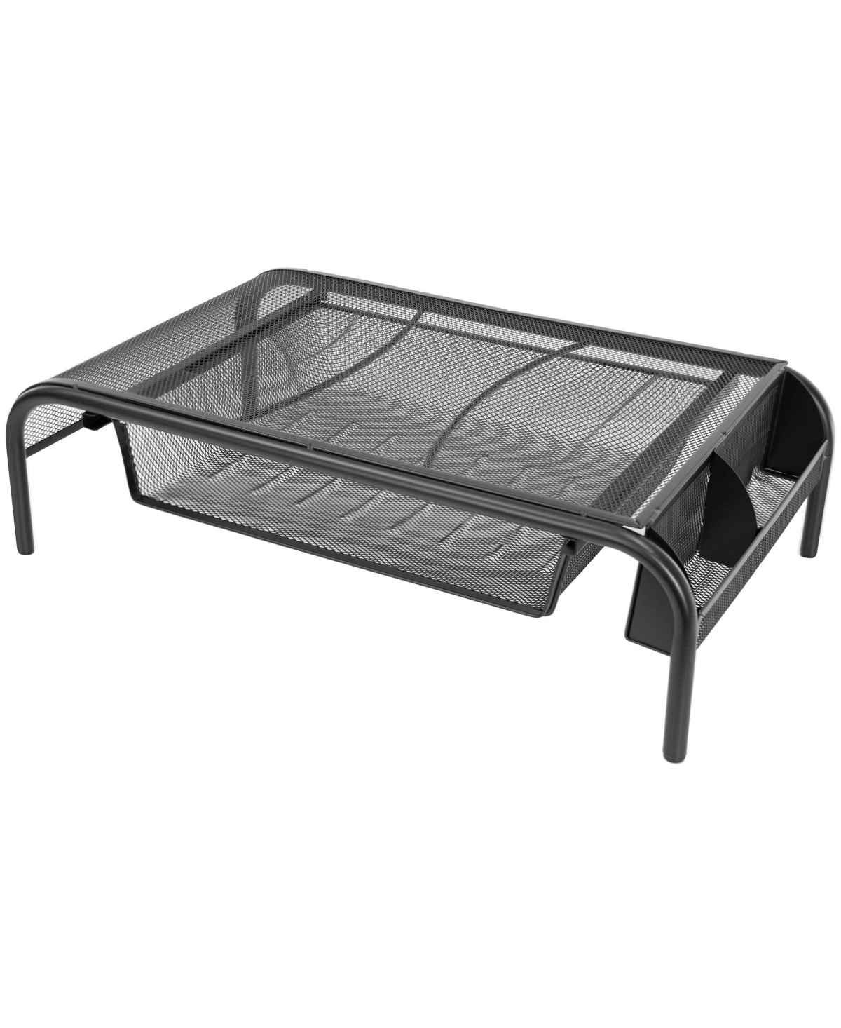 Lofree Ergonomic Metal-Mesh Monitor Stand Riser with Drawer and Side Storage, Compatible with Monitors and Laptops