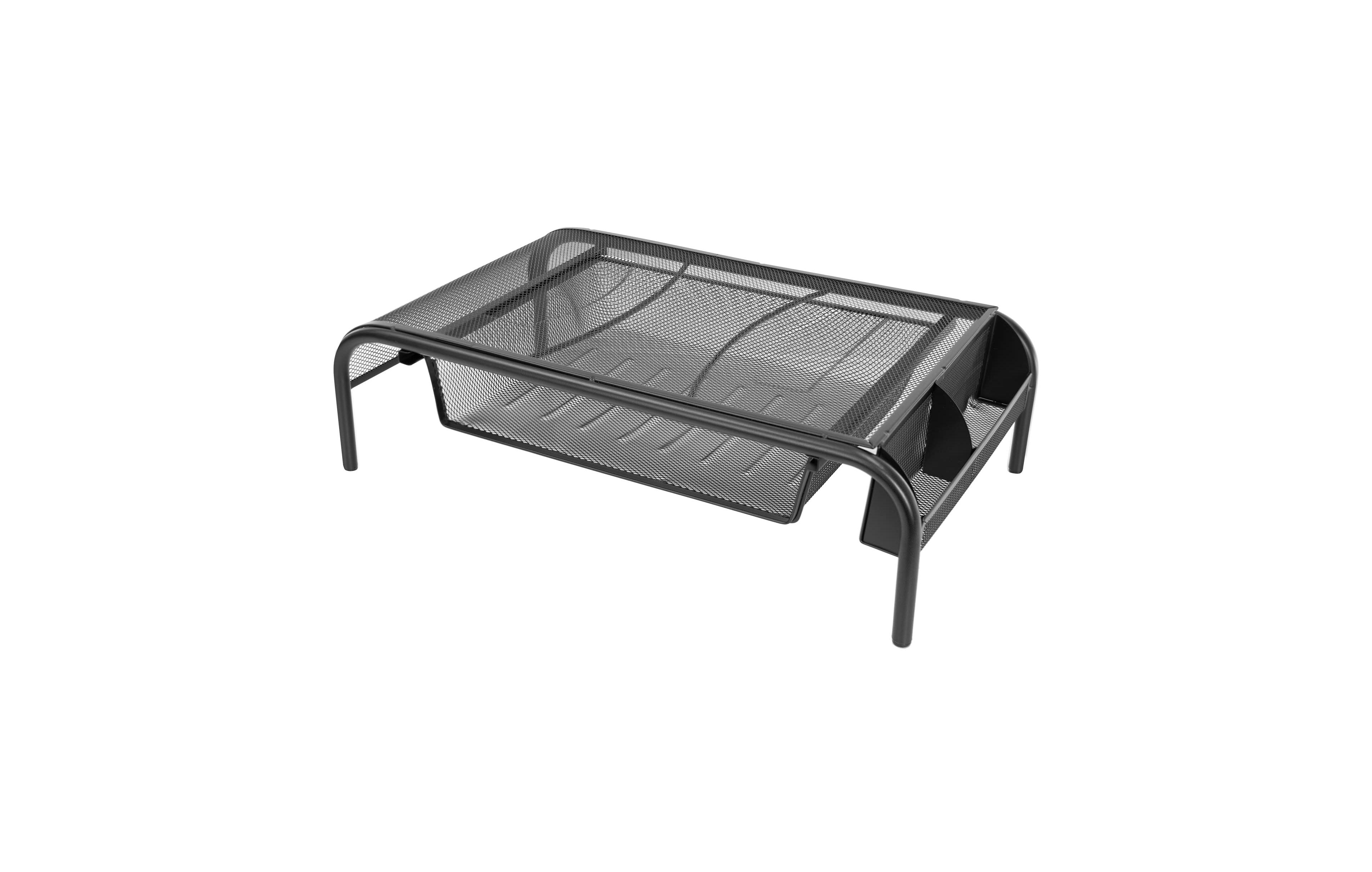 Lofree Ergonomic Metal-Mesh Monitor Stand Riser with Drawer and Side Storage, Compatible with Monitors and Laptops