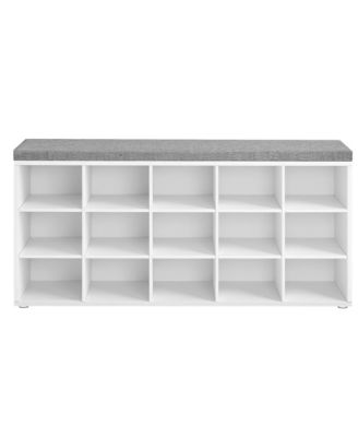 Shoe Bench, Storage Bench with Padded Seat, 15 Compartments, Adjustable Shelves, for Living Room