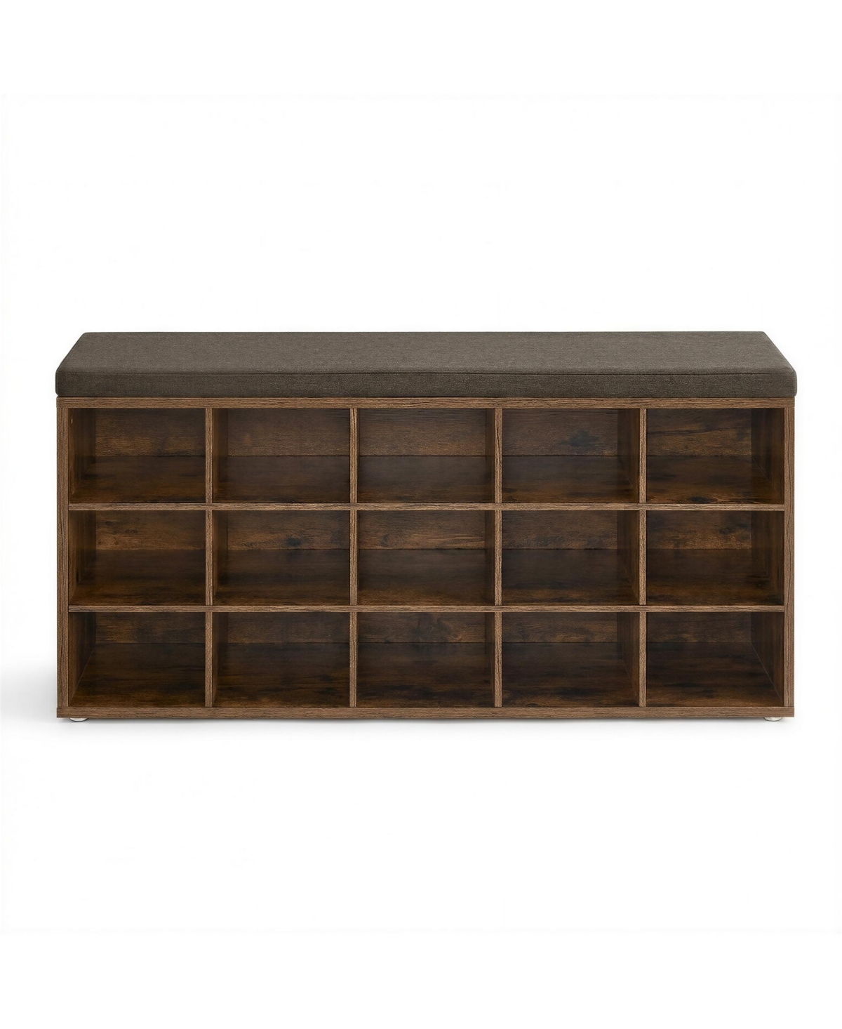 SongmicsHome Shoe Bench, Storage Bench with Padded Seat, 15 Compartments, Adjustable Shelves, for Living Room