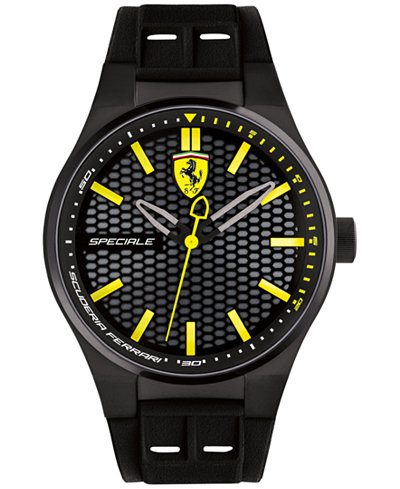 Ferrari Men's Speciale 3H Black Silicone Strap Watch 44mm 0830354