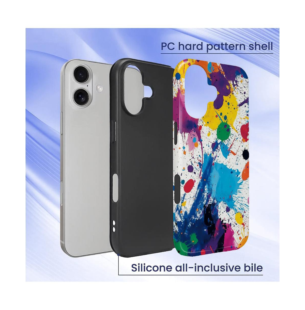 Lisen Phone Case Compatible with Apple iPhone 16, 2-Layer Durable, Color Splash