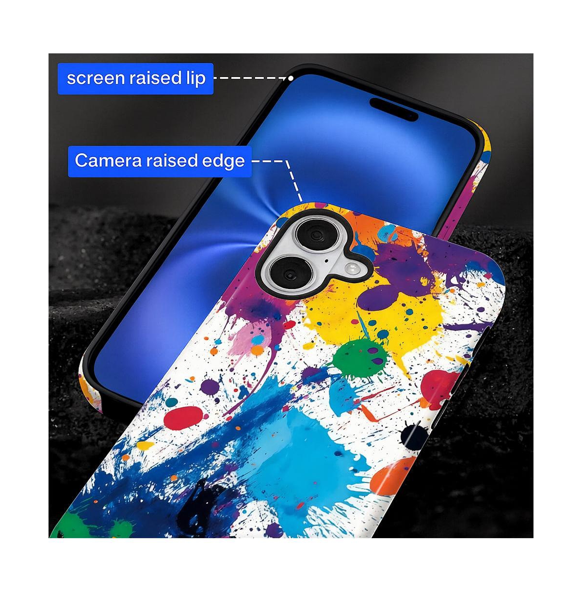 Lisen Phone Case Compatible with Apple iPhone 16 Plus, 2-Layer Durable, Color Splash
