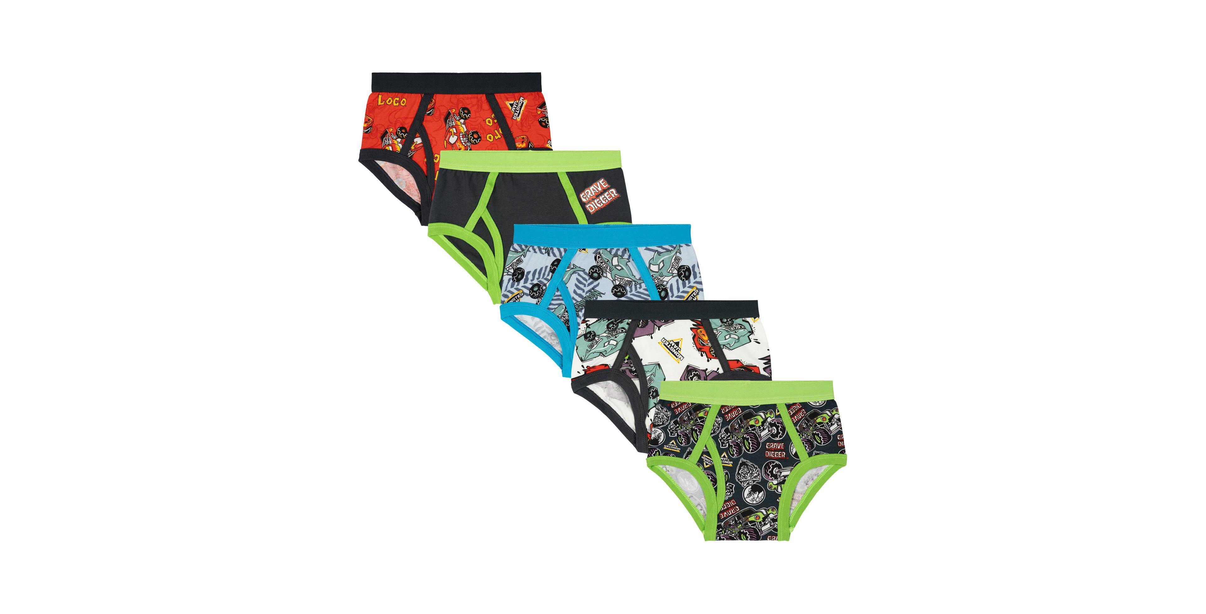 Monster Jam Boys' 4-20 Anti-Chafing Briefs, 5-Pack