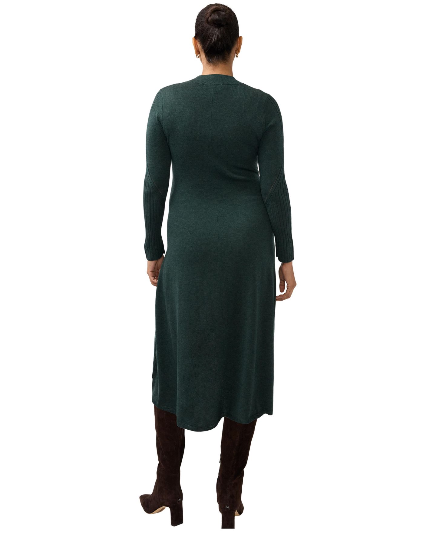Женское платье Ingrid + Isabel Maternity Long-Sleeve Fit-and-Flare Midi Sweater Dress, цвет: Тёмный зелёный — фото 3