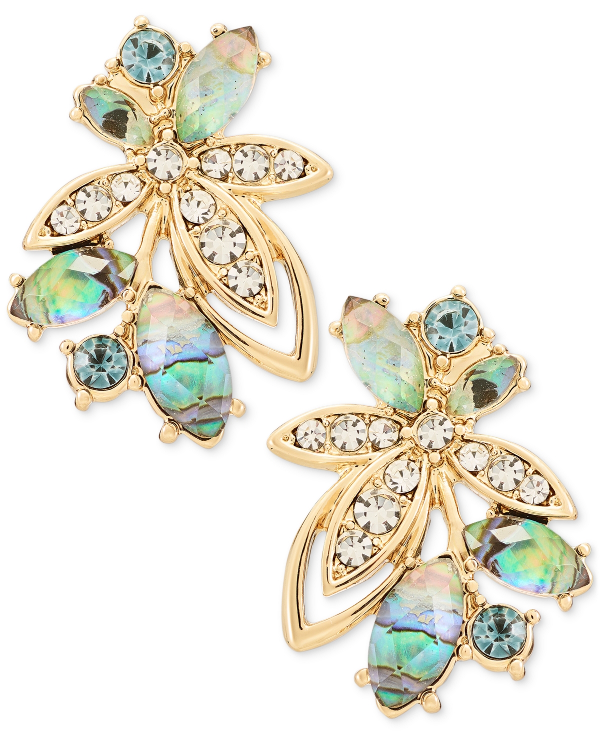 Lonna & Lilly Pave Stone Leaf Stud Earrings