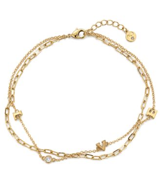 Love Double Chain Anklet in Gold Plate