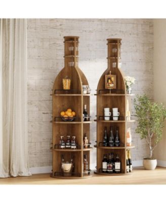 75" Tall Wine Rack Set of 2, Industrial Round Wine Cabinet