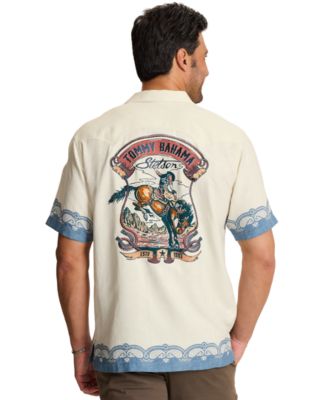 Men's Life of the Rodeo Western Short-Sleeve Bungalow Collar Silk Shirt