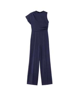Women's Wide-Leg Asymmetric-Sleeve Jumpsuit