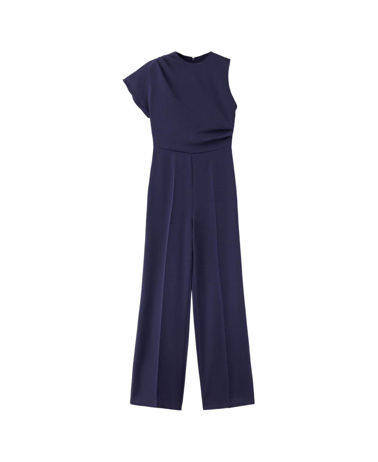 Женский комбинезон MANGO Wide-Leg Asymmetric-Sleeve Jumpsuit, цвет: Синий — фото 1
