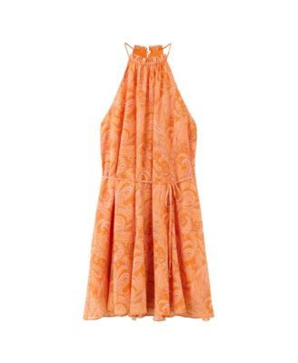 Women's Halter Neck Open-Back Paisley-Print Dress