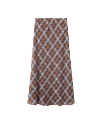 Women's A-Line Checked Midi Skirt