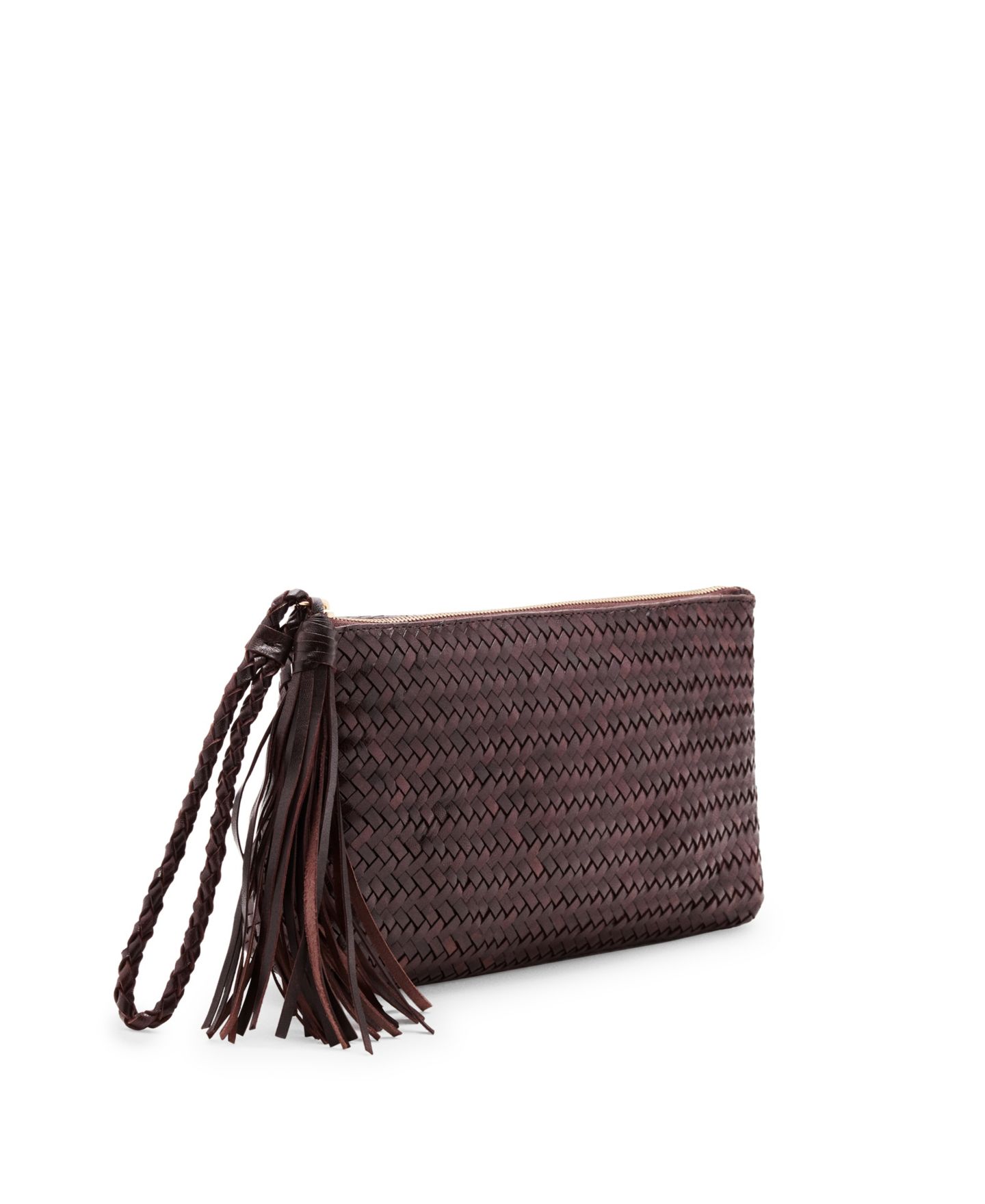 Женская сумка MANGO Braided Leather Pouch, цвет: Шоколадный — фото 3