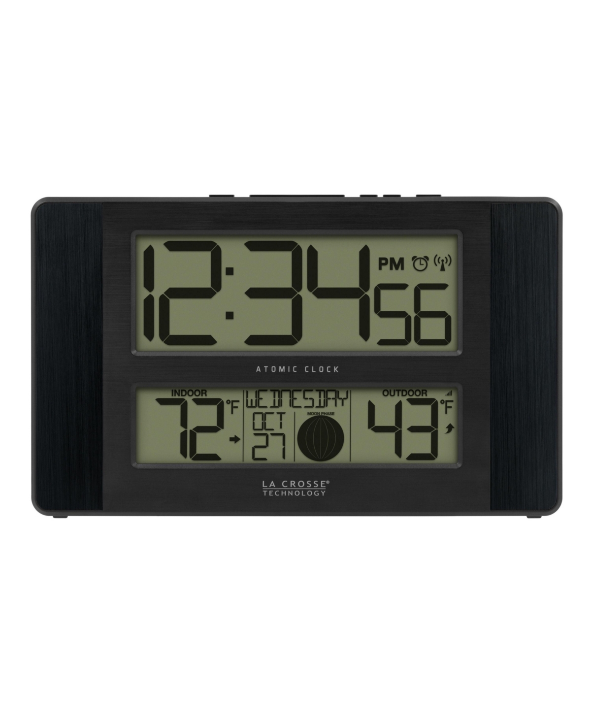 La Crosse Technology Atomic Digital Temperature 11.1" Wall Clock - Black/black