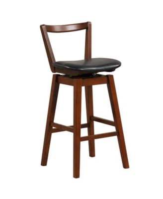 Swivel Upholstered PU Leather Stool with Backrest and Cushioned Seat-30.5