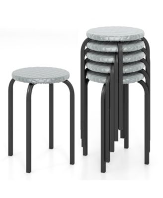 18 in Round Stackable Stools with Removable Washable Covers-Set of 6