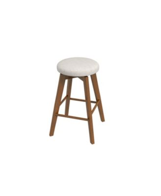2-Piece 26 in Backless Swivel Barstools with Linen Fabric Seat