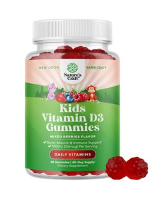 Vitamin D3 Gummies for Kids, 1000 IU Per Serving, Berry Flavor | 60 Count