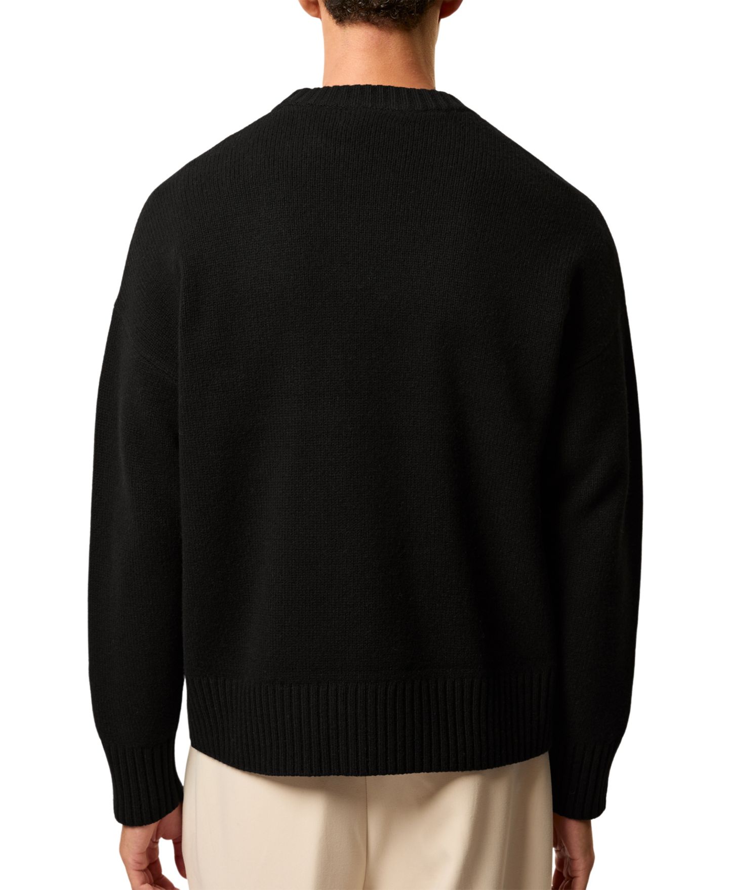 Мужской свитер REISS Archibald Embroidered Monogram Crewneck Wool, цвет: Чёрный — фото 2