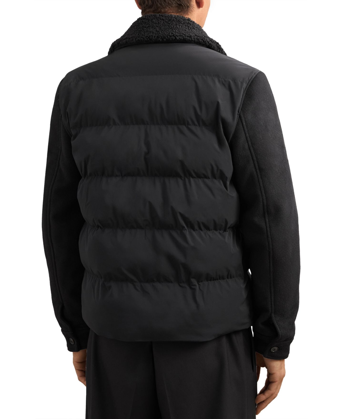 Мужская куртка REISS Maximus Quilted Wool-Blend Puffer, цвет: Чёрный — фото 2