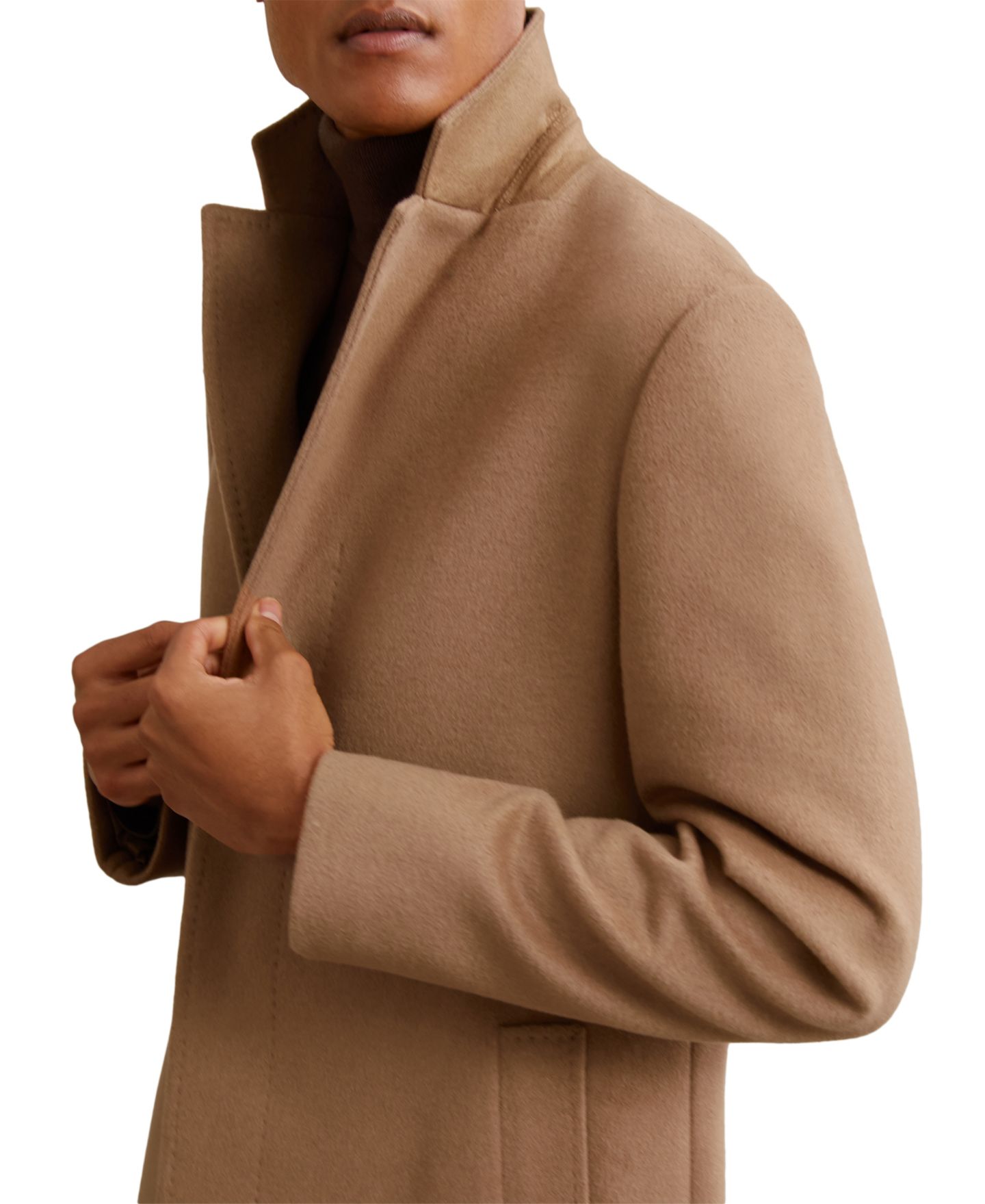 Мужское пальто REISS Empire Wool-Blend Single-Breasted Relaxed-Fit Overcoat, цвет: Верблюжий — фото 2