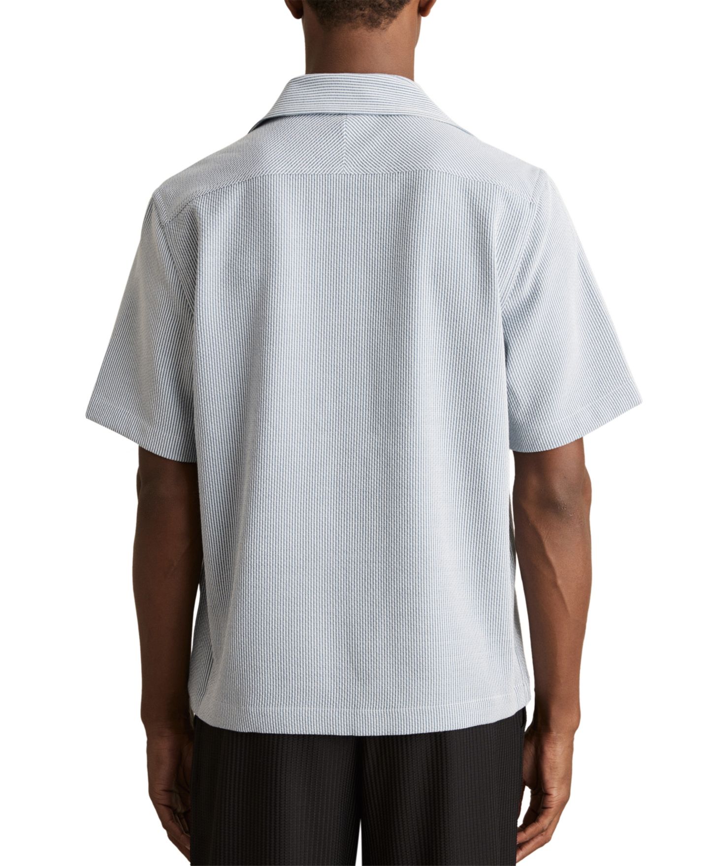 Мужская рубашка REISS Sensei Seersucker Short-Sleeve, цвет: Синий / Белый — фото 2