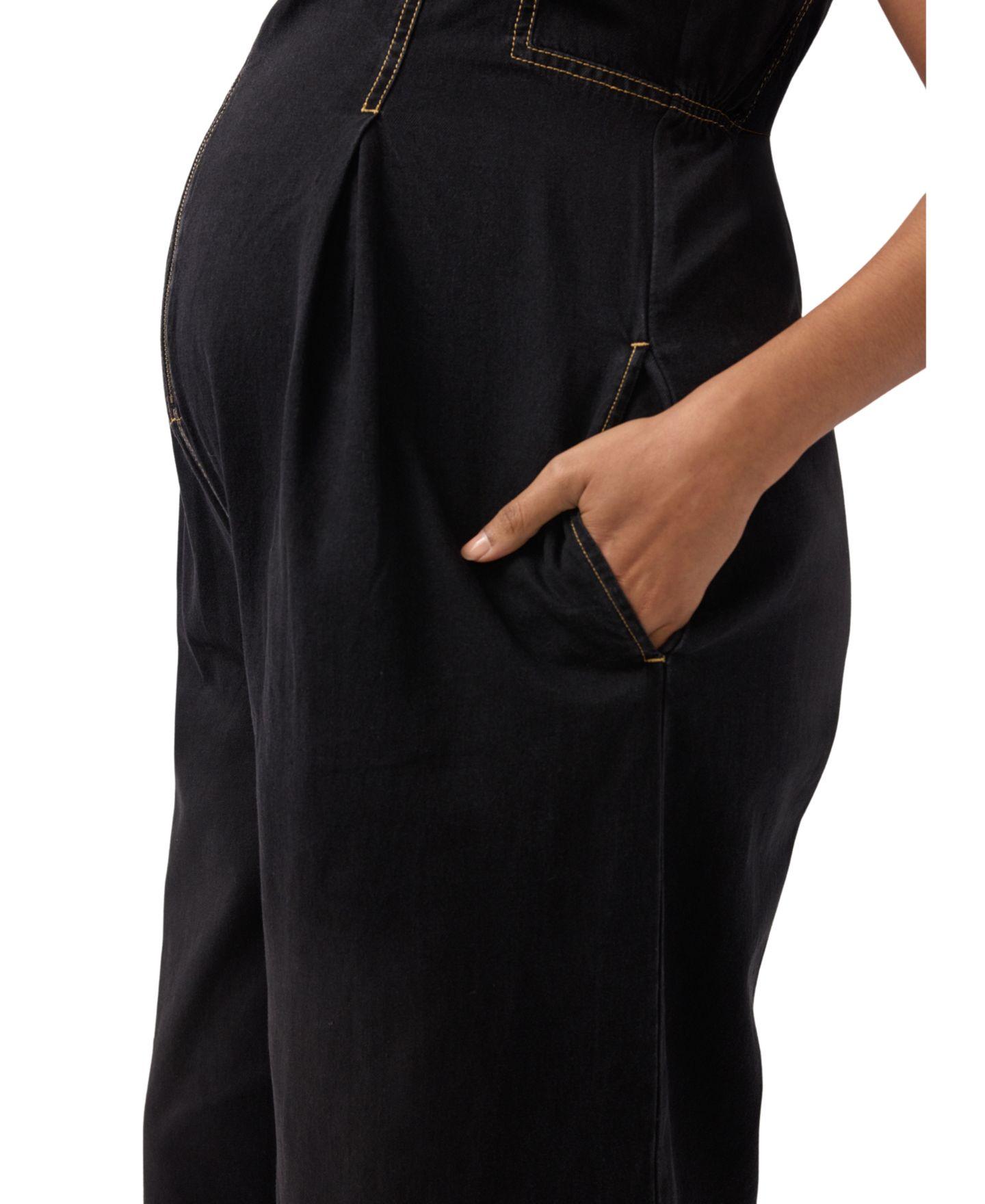 Женский комбинезон Ingrid + Isabel Zip Front Drapey Denim Jumpsuit, цвет: Чёрный варёный — фото 4