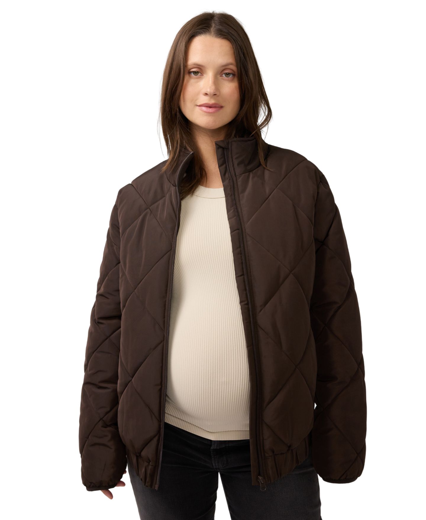 Женская куртка Ingrid + Isabel Maternity Grow With You Raglan Insulated Puffer, цвет: Тёмный шоколадный — фото 1