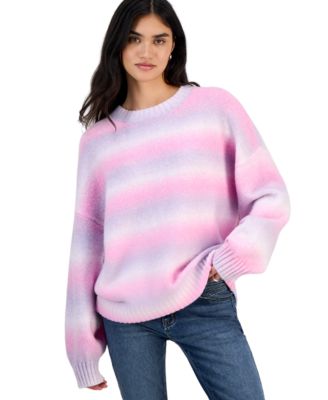 Juniors' Drop-Shoulder Oversized Space-Dye Pullover