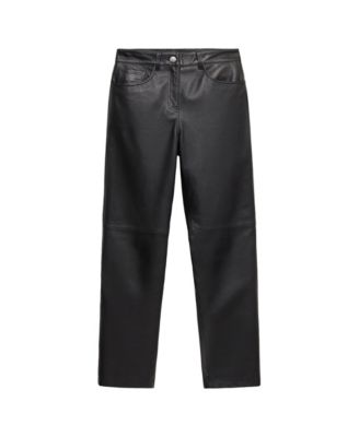 Women's Selection Straight-Fit Mid-Rise Leather Pants
