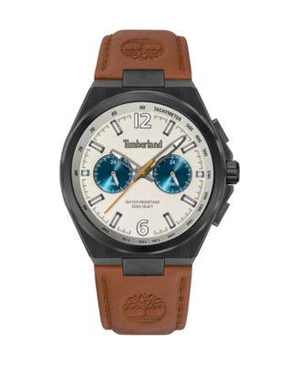 Men's Quartz Analog Genuine Leather Band Watch 43.5mm