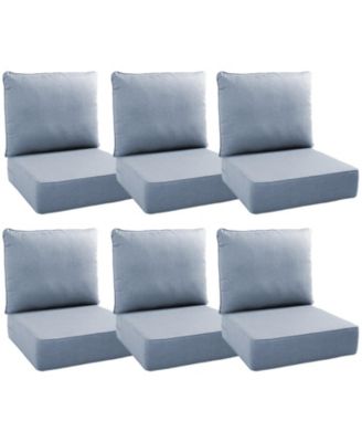 24"x22"x6" Patio Thick Cushions and Pillows Set - Deep Seat Indoor/Outdoor Water and Fade Resistant