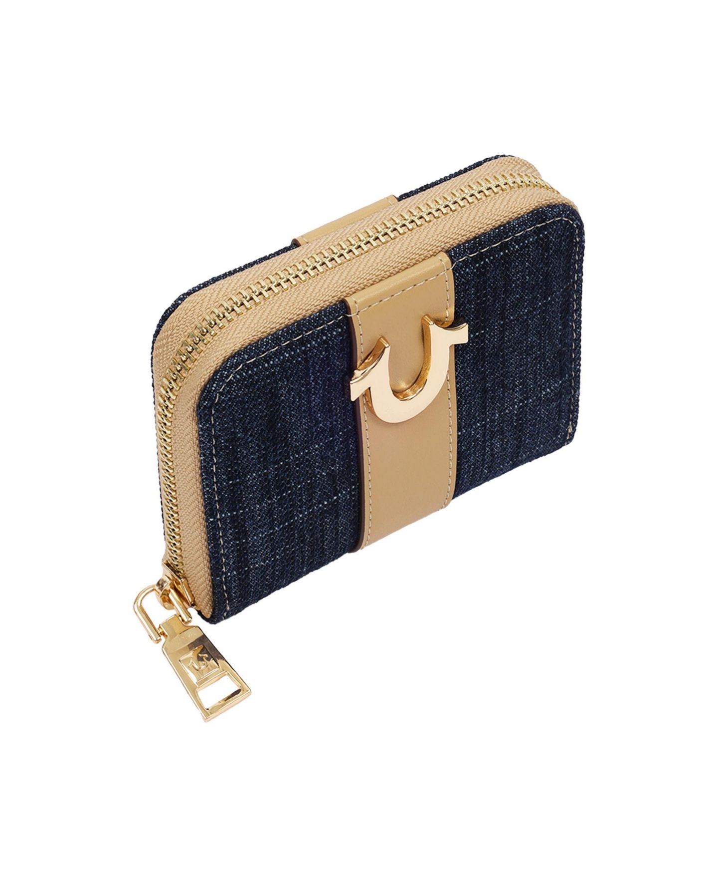 Женский кошелёк True Religion Denim and PU Small Zip Around Wallet with Horseshoe Hardware, цвет: Тёмный джинсовый — фото 4