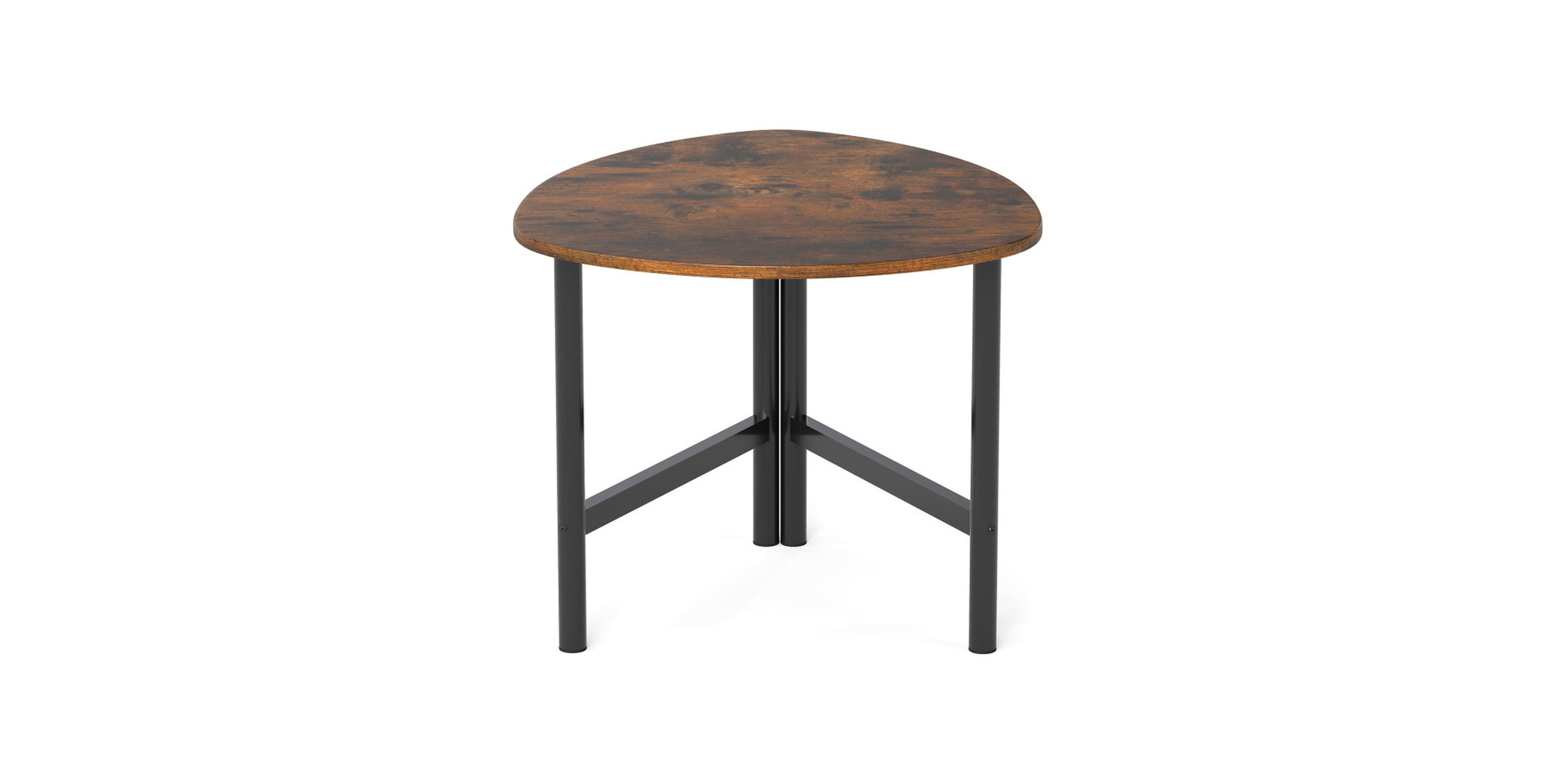 Gouun Triangular Industrial Coffee Table on Powder-Coated Metal Legs