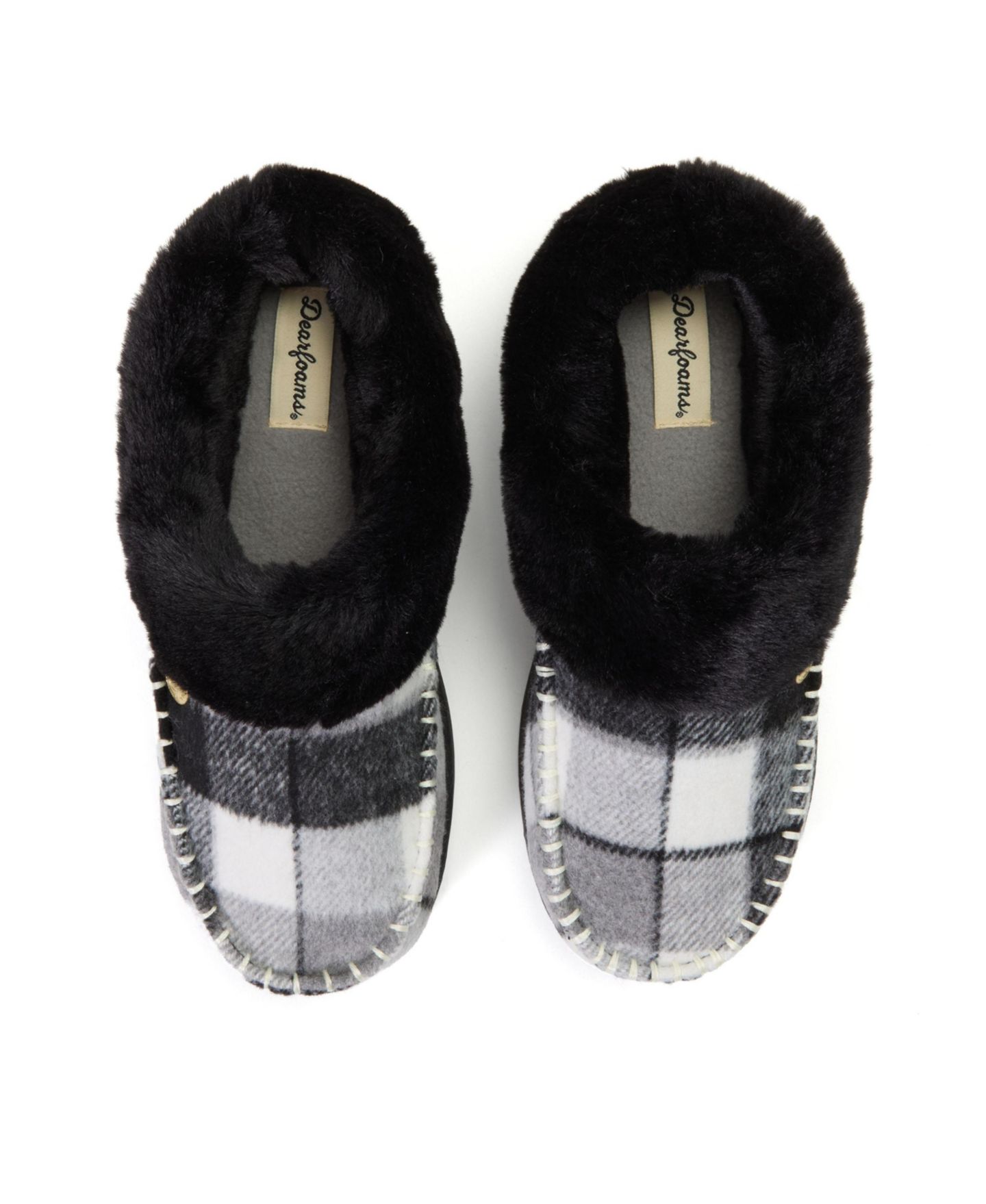 Женские сабо Dearfoams Nyla Plaid Moc Toe Clog Slippers, цвет: Чёрный клетчатый — фото 4