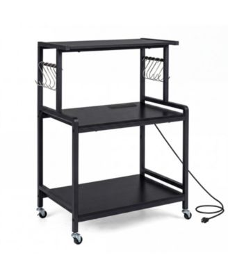 3-Tier Rolling Microwave Cart with a Charging Station