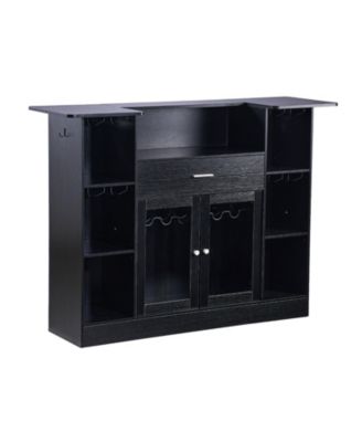 4-Tier Wine Bar Cabinet with LED Accent Lighting