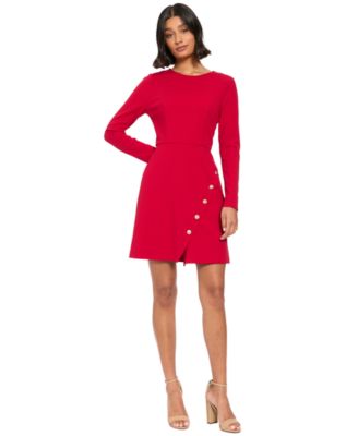 Women's A-Line Long Sleeve Crewneck Dress
