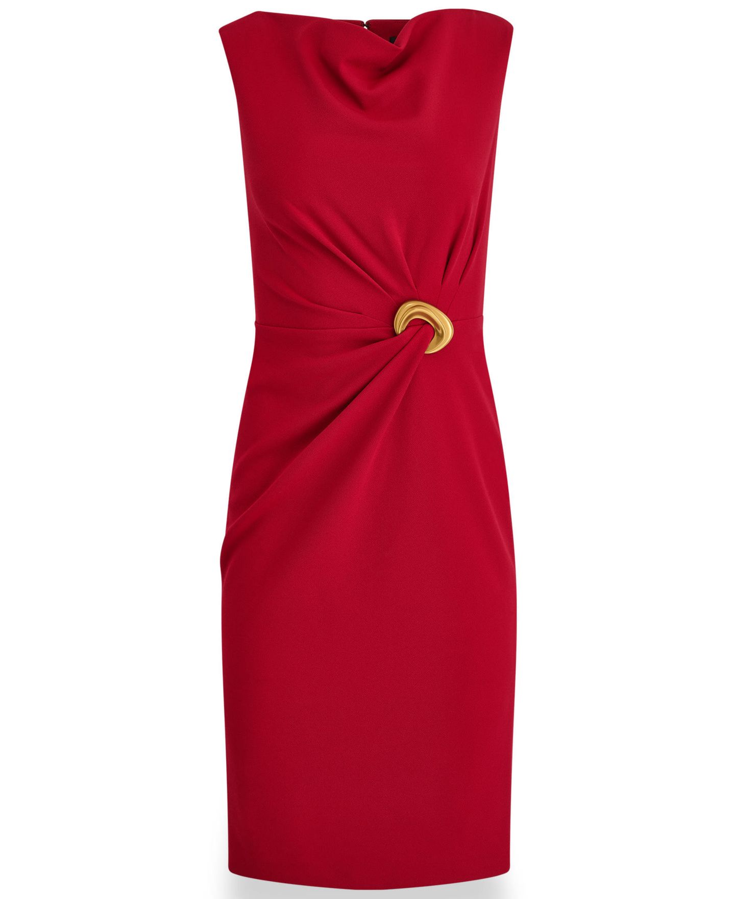Женское платье Donna Karan New York Sleeveless Cowl-Neck Hardware Sheath, цвет: Красный бархатный — фото 5
