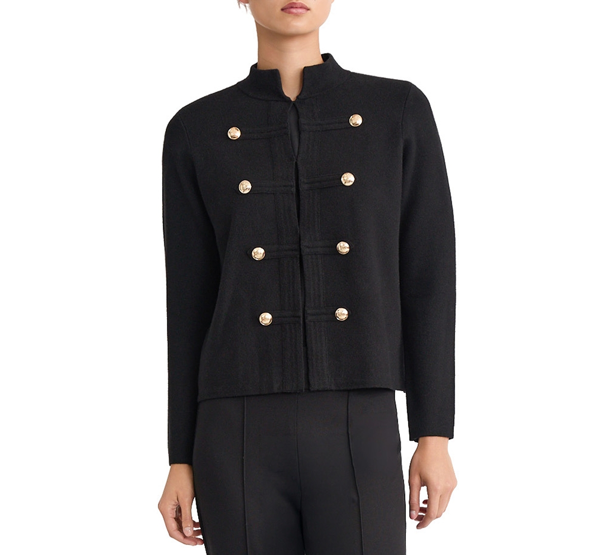 Jones New York Women's Long-Sleeve Mock-Neck Double-Breasted Jacket - Jones Black