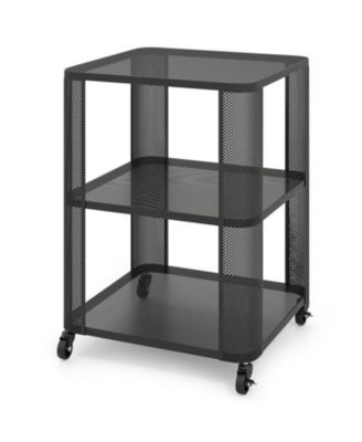 3-Tier Rolling End Table with Lockable Caster Wheels