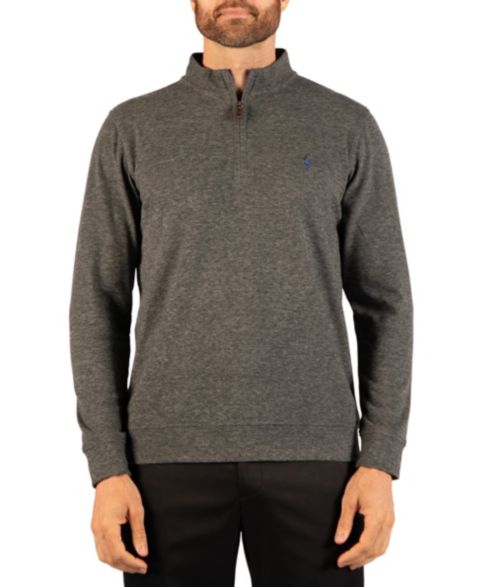 Мужской свитер Tailorbyrd Brushed Melange Twill Quarter Zip, цвет: Тёмный серый