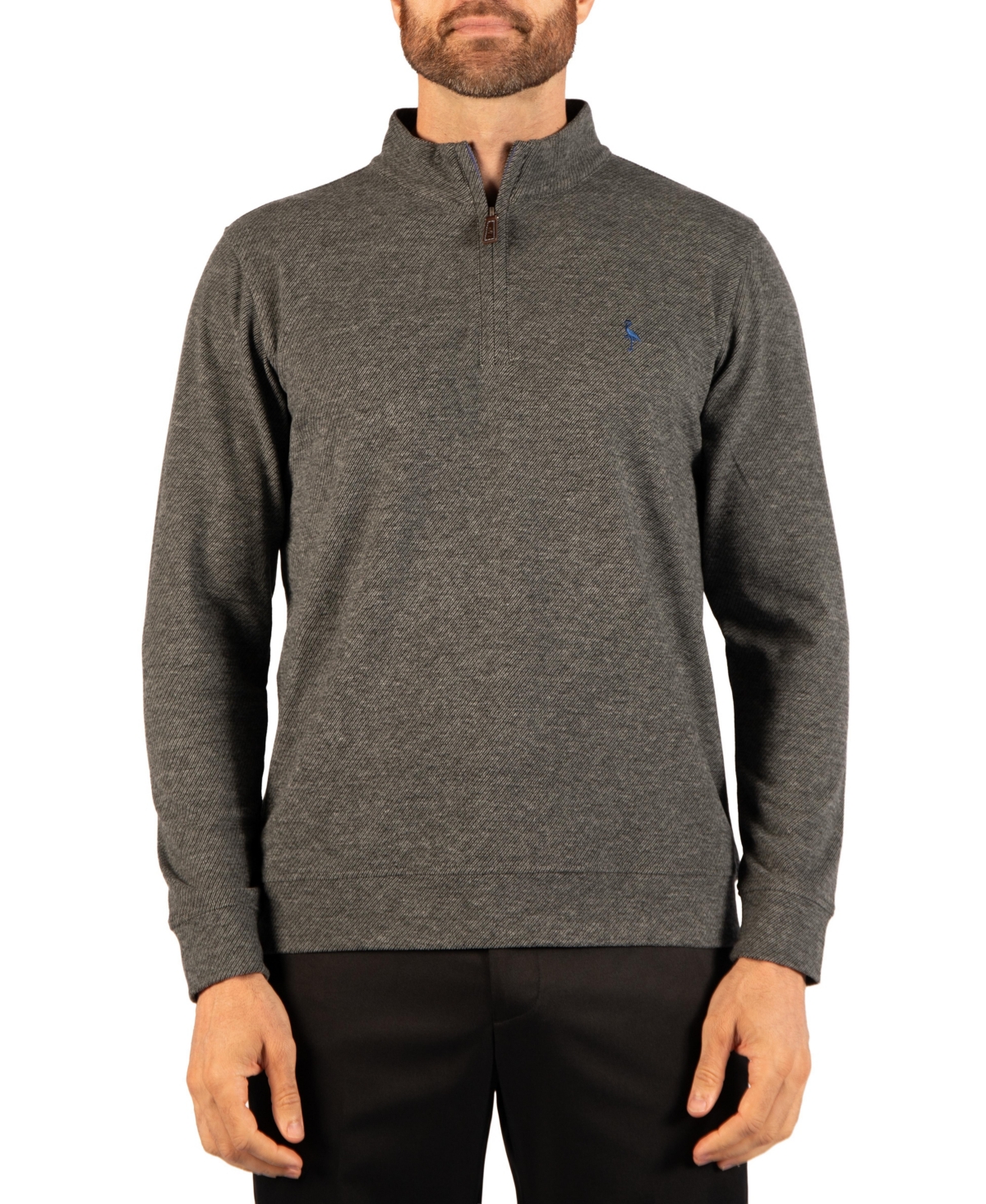 TailorByrd Men's Brushed Melange Twill Quarter Zip Sweater